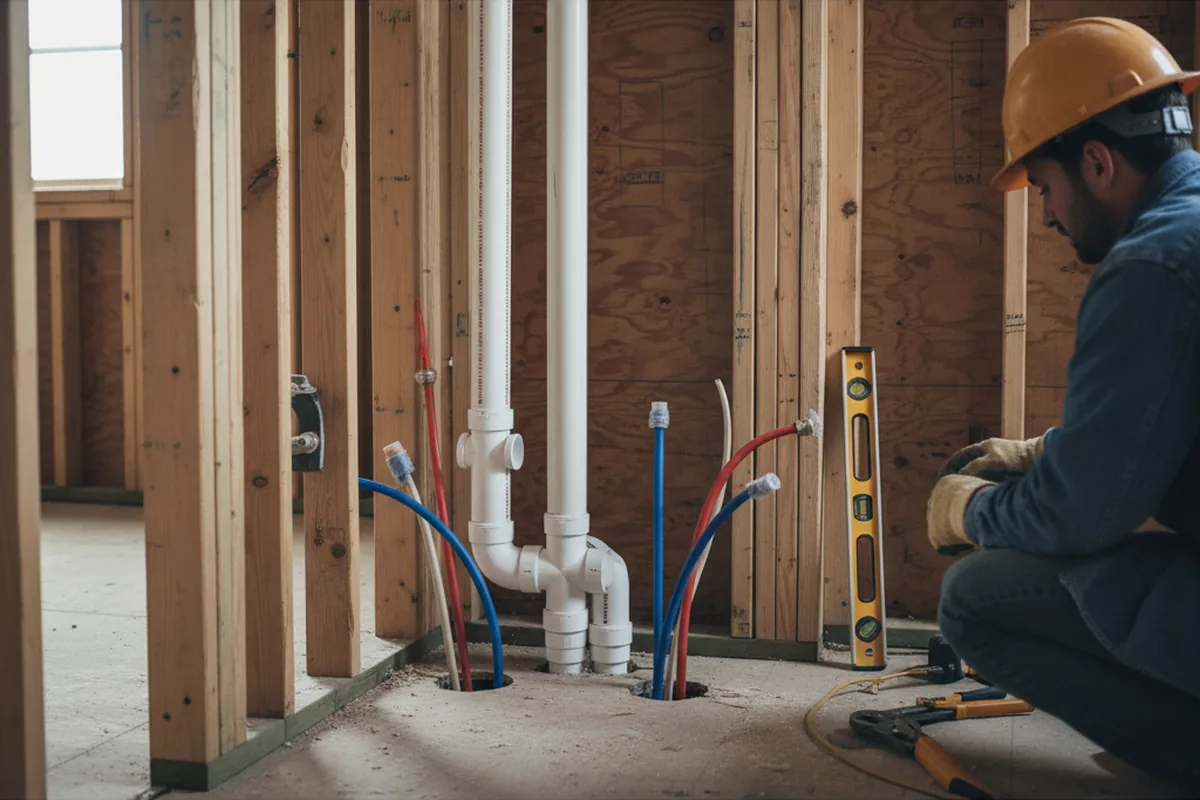 Drain and supply rough-in during Toilet Repair and Installation in Eastport